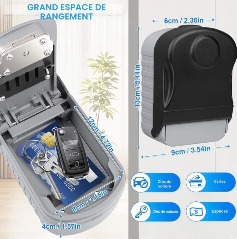 Boîte à clés grande taille avec code - Large capacité - Format XXL - Jusqu'à 15 clefs - Certifiée CE/ISO/RoHS